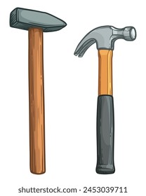 Hammer vector illustration. Two hammers isolated on a white background.