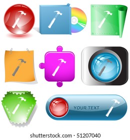 Hammer. Vector internet buttons.