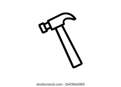 Hammer Vector Line Art Icon Featuring Construction Tool and Carpentry Related Symbols