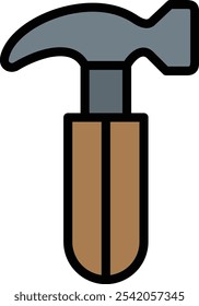 Hammer Vector Line Filled Icon Design
