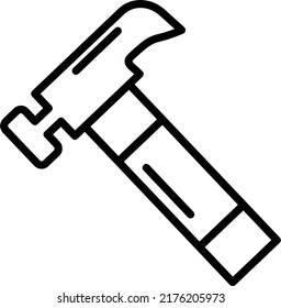 Hammer Vector Line Icon Design