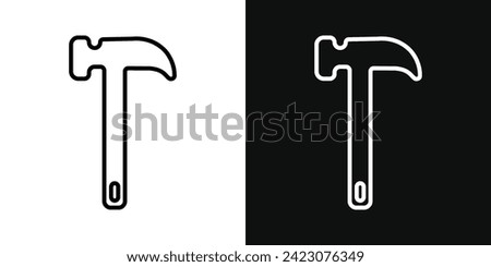 Hammer vector line icon illustration.