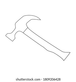 Icono de línea de vector de martillo. Ilustración para el tema de reparación, estilo de doodle