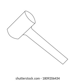 Hammer vector line icon. İllustration for repair theme, doodle style