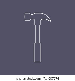 hammer vector line illustration on dark blue background