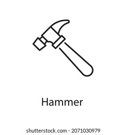 Ilustración de diseño de iconos de contorno de vector de martillo. Símbolo de construcción sobre el archivo EPS 10 de fondo blanco