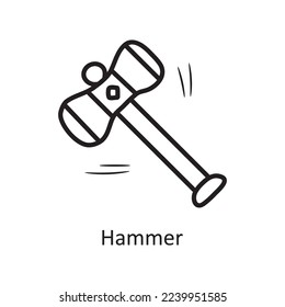 Hammer Vector Outline Icon Design illustration. Medieval Symbol on White background EPS 10 File