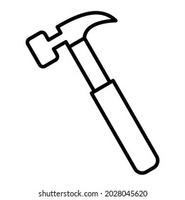 Hammer Vector Outline Icon Isolated On White Background
