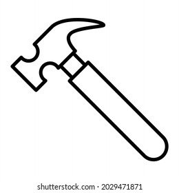 Hammer Vector Outline Icon Isolated On White Background
