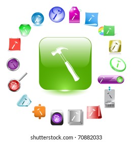 Hammer. Vector set of interface elements.
