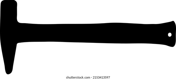 Hammer vector silhouette isolated on white background, hardware hand tool concept, filled with black color object, mini hand hammer illustration