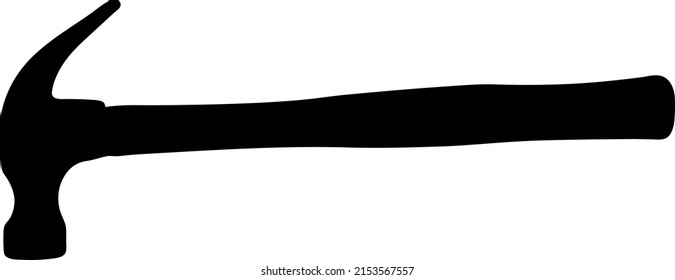 Hammer vector silhouette isolated on white background, hardware hand tool concept, filled with black color object, mini hand hammer illustration