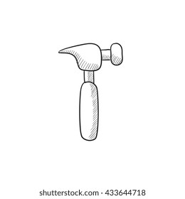 Hammer, Vektorgrafik Symbol einzeln auf Hintergrund. Handgezeichnetes Hammersymbol. Hammer-Skizze-Symbol für Infografik, Website oder App.