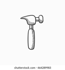 Hammer vector sketch icon isolated on background. Hand drawn Hammer icon. Hammer sketch icon for infographic, website or app.