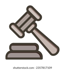 Hammer Vector Thick Line Filled Colors Icon For Personal And Commercial Use.
