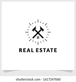 hammer vintage logo design vector, construction logo design template