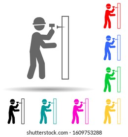 Hammer, wall worker multi color style icon. Simple glyph, flat vector of construction people icons for ui and ux, website or mobile application