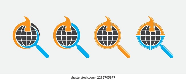 Hammer Web Global Search Find Logo Concept sign symbol icon Design Element. Construction Building, House, Home Repair, Plumber, Plumbing Service Logotype. Vector illustration template