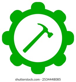 Hammer and wheel on white