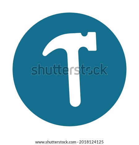 Hammer white glyph with color background vector icon which can easily modify or edit 