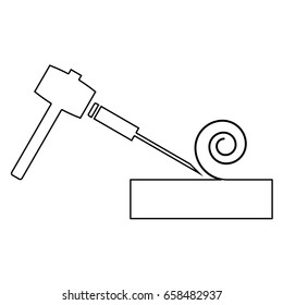 Hammer and wood carpentry   icon .