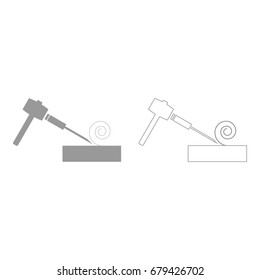 Hammer and wood carpentry  set  icon .