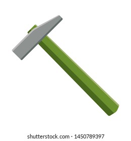 Hammer with a wooden handle. Side view. Vector drawing. Isolated object on white background. Isolate.