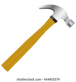 Hammer with wooden handle. Vector image in a realistic style.