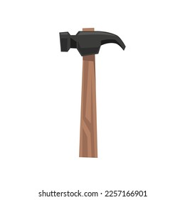 Hammer for woodwork vector illustration. Cartoon drawing of instrument and workbench for carpentry work on white background. Carpentry, renovation, professions concept