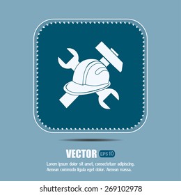 hammer and worker hat flat icon
