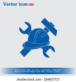 hammer and worker hat flat icon