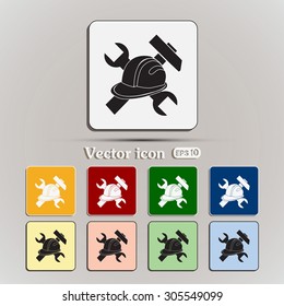 hammer and worker hat flat icon