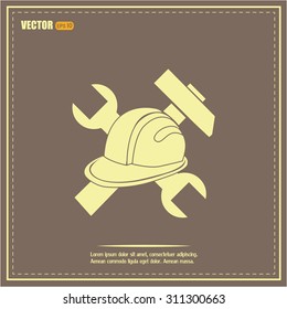 hammer and worker hat flat icon