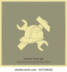 hammer and worker hat flat icon