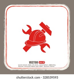 hammer and worker hat flat icon