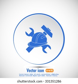 hammer and worker hat flat icon