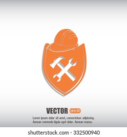 hammer and worker hat flat icon