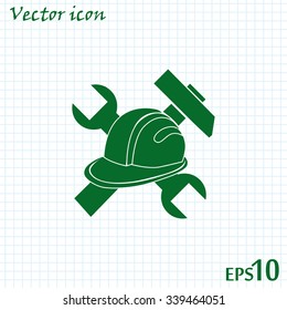 hammer and worker hat flat icon