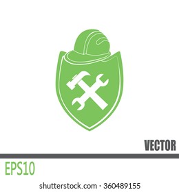 hammer and worker hat flat icon