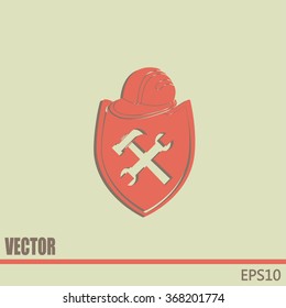 hammer and worker hat flat icon