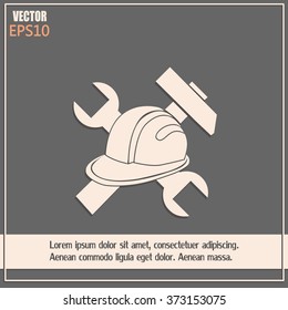 hammer and worker hat flat icon
