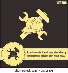 hammer and worker hat flat icon