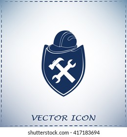hammer and worker hat flat icon