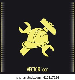 hammer and worker hat flat icon