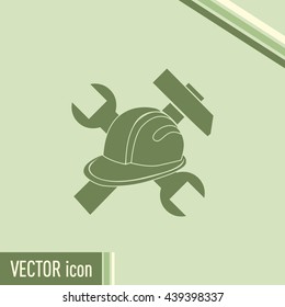 hammer and worker hat flat icon