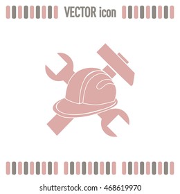 hammer and worker hat flat icon
