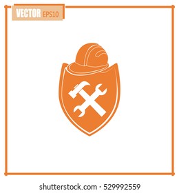 hammer and worker hat flat icon
