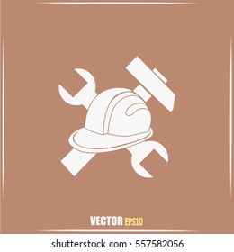 hammer and worker hat flat icon