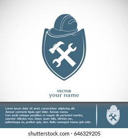 hammer and worker hat flat icon