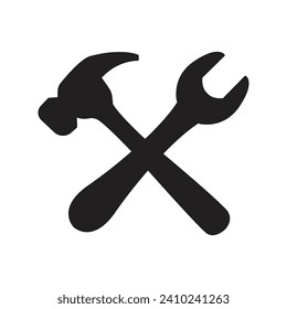 Hammer and wrench crosses vector symbol tools